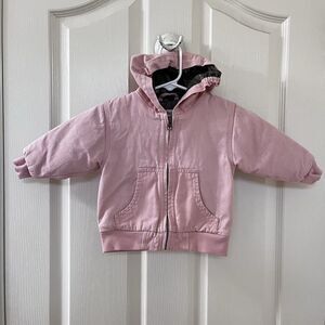 Bass Pro Shops Pink Canvas Hooded Jacket Girls Size 12 Months